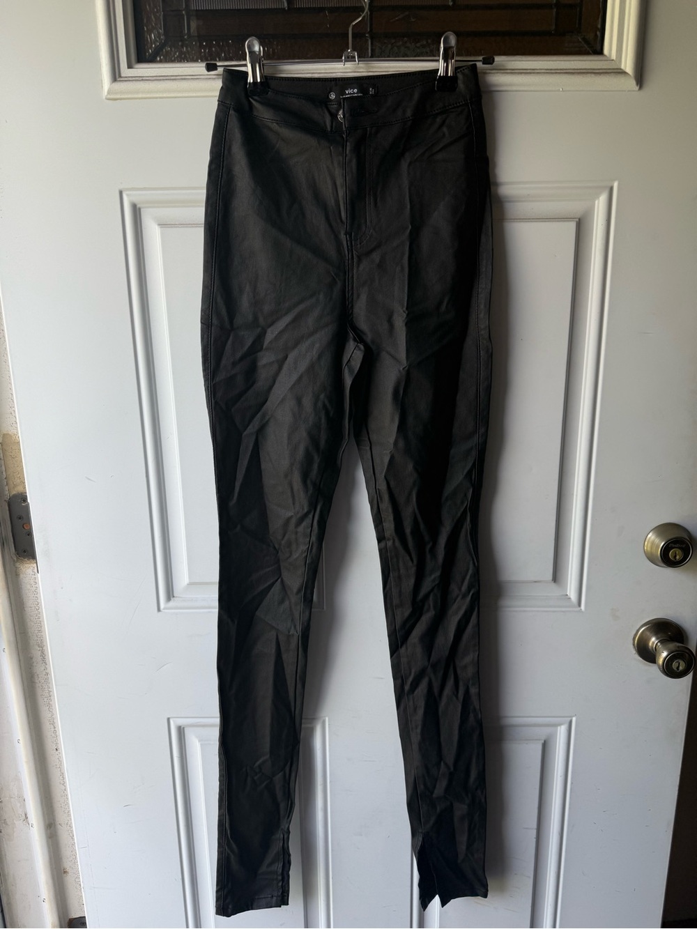 Vice Black Faux Leather Slim Fit Pants